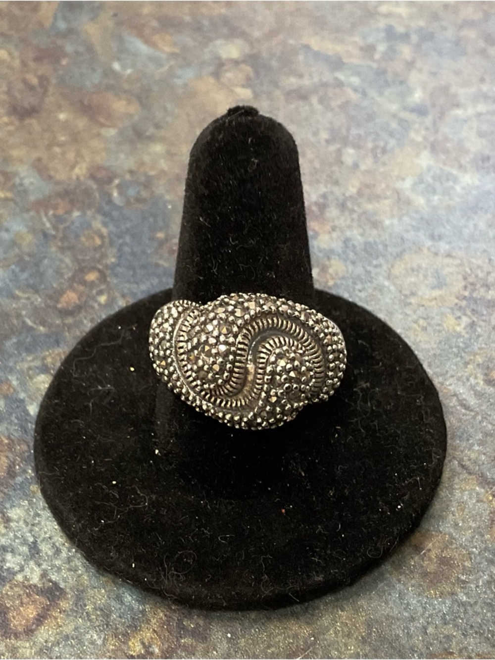 Vintage-Inspired Black and Silver Statement Ring